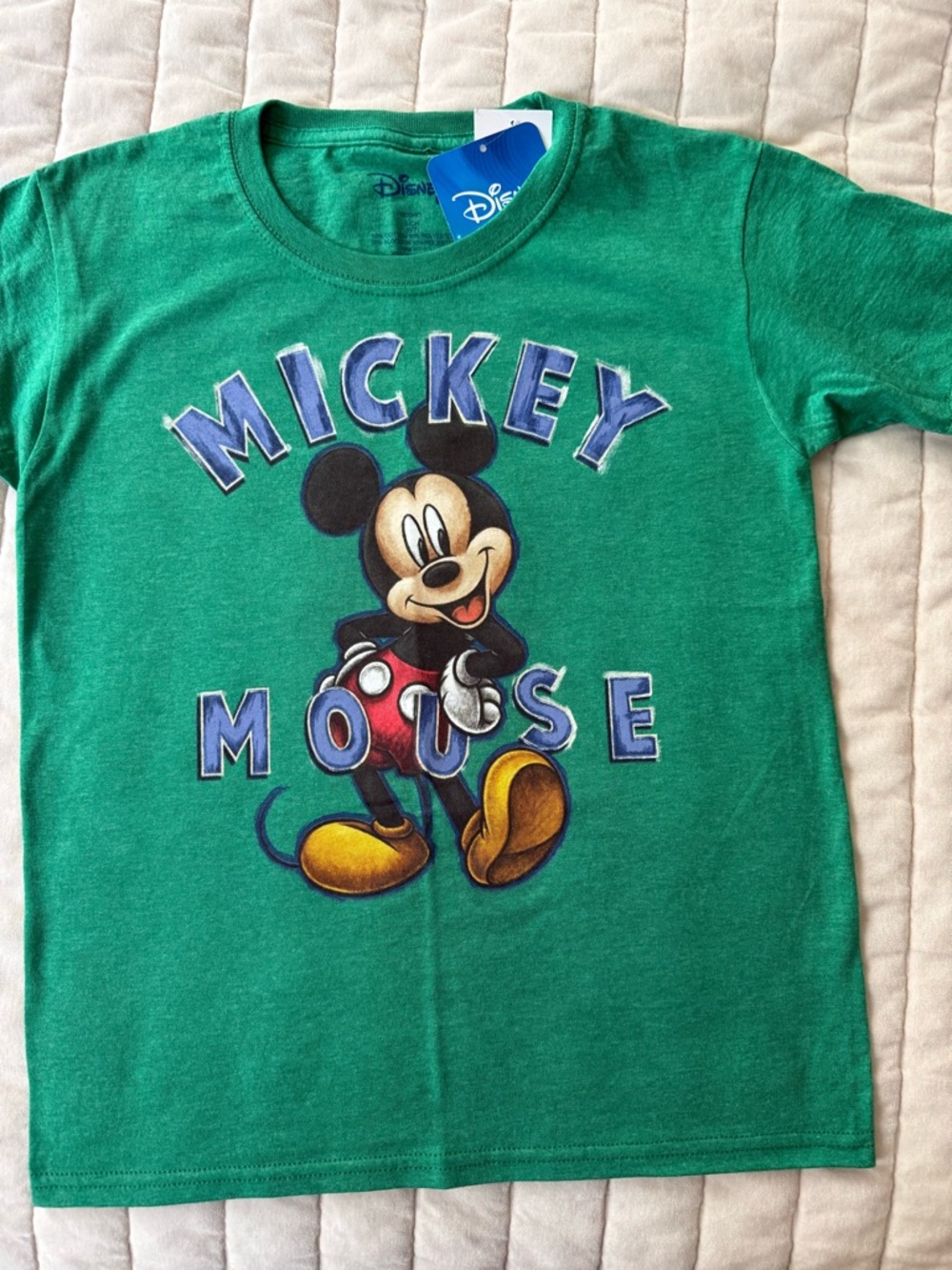 Disney Green Mickey Mouse Graphic Tee with Yellow Shoes